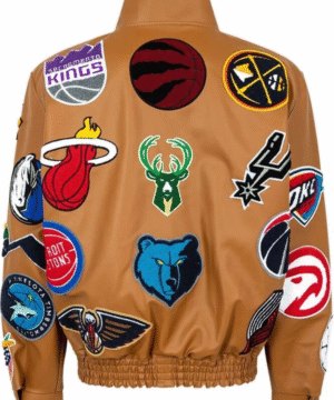 Farfetch Jeff Hamilton NBA Collage faux-leather jacket