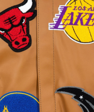 Farfetch Jeff Hamilton NBA Collage faux-leather jacket