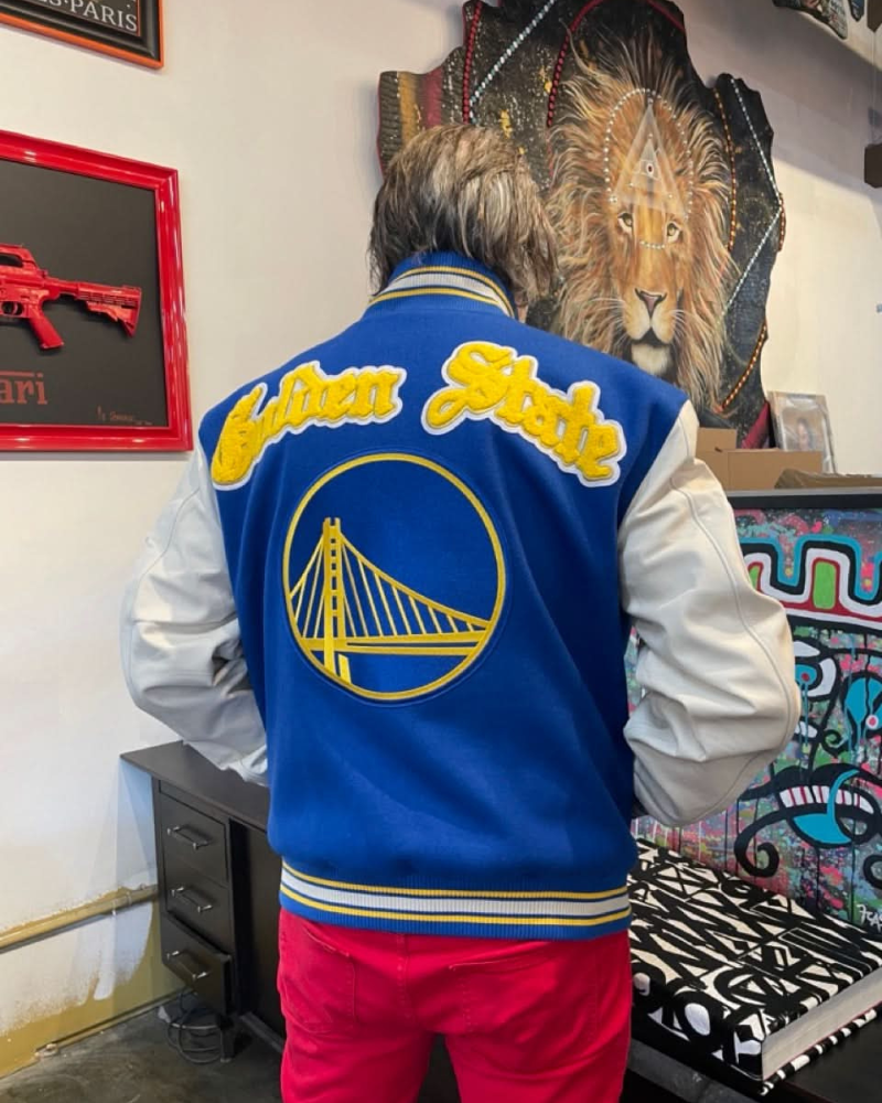 Golden State Warriors 7Th Championship Wool & Leather Jacket Golden State Warriors 7Th Championship Wool & Leather Jacket