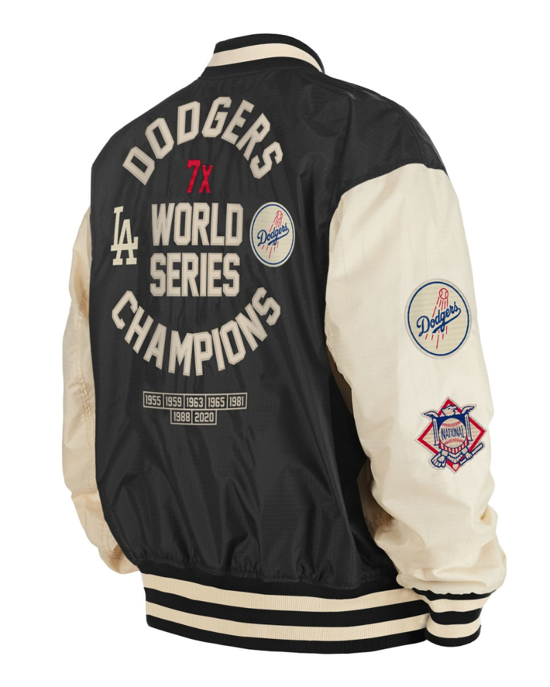 Men's Los Angeles Dodgers New Era x Alpha Industries Black Seven-Time World Series Champions Team Reversible Full-Zip Bomber Jacket Men's Los Angeles Dodgers New Era x Alpha Industries Black Seven-Time World Series Champions Team Reversible Full-Zip Bomber Jacket