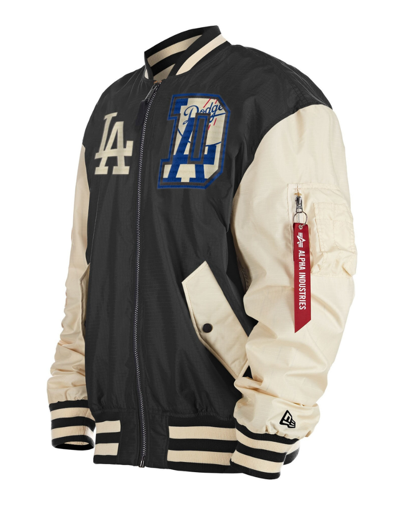Men's Los Angeles Dodgers New Era x Alpha Industries Black Seven-Time World Series Champions Team Reversible Full-Zip Bomber Jacket Men's Los Angeles Dodgers New Era x Alpha Industries Black Seven-Time World Series Champions Team Reversible Full-Zip Bomber Jacket
