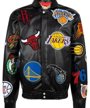 NBA Collage Faux Leather Jacket