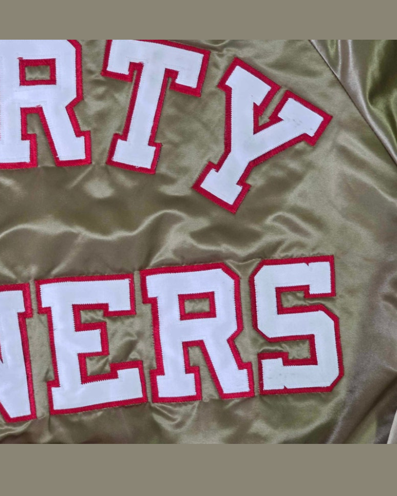 San Francisco 49ers Vintage 80s Chalk Line Satin Bomber Jacket (6)