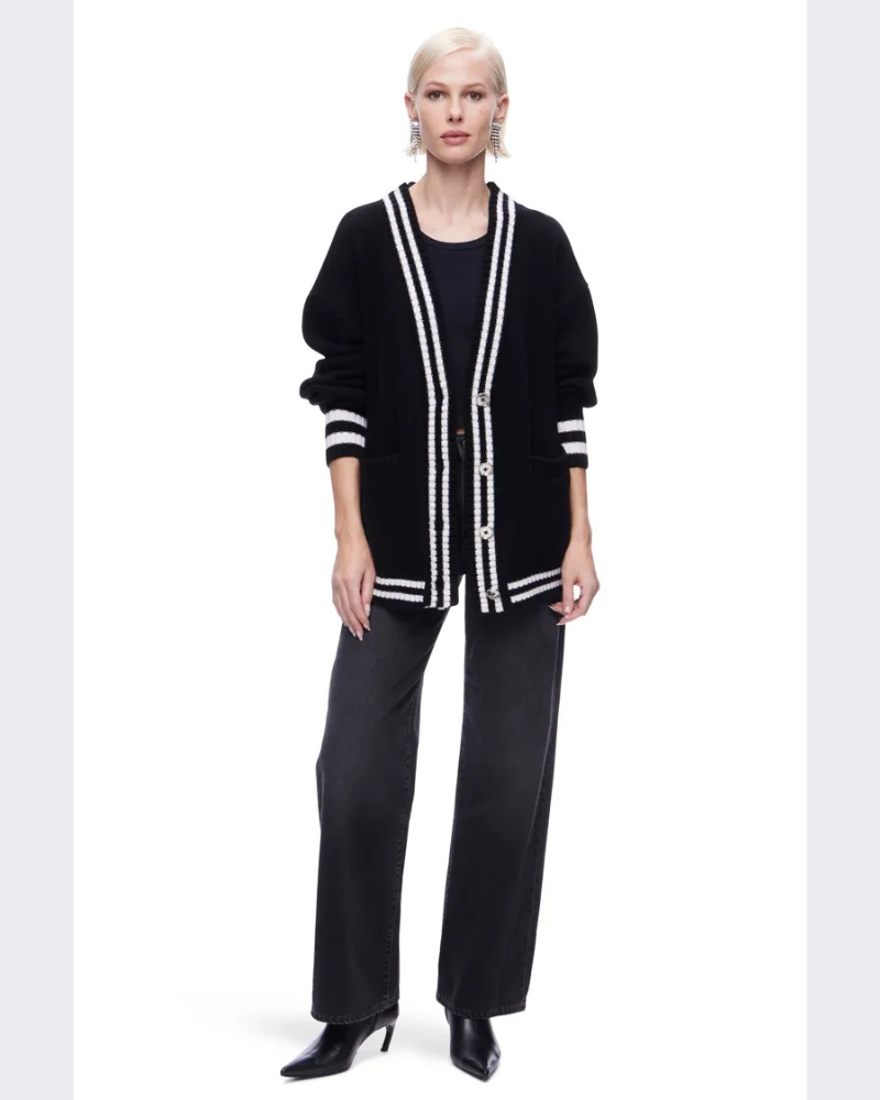 The Striped Oversized Cashmere Cardigan Sweater (2)