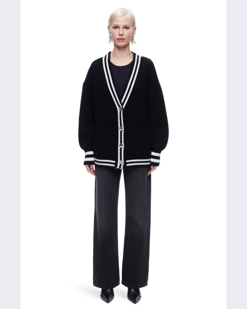 The Striped Oversized Cashmere Cardigan Sweater