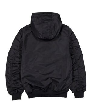 Men's Los Angeles Dodgers New Era x Alpha Industries Black Current Day Full-Zip Hooded Nylon Bomber Jacket