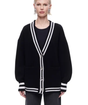The Striped Oversized Cashmere Cardigan Sweater