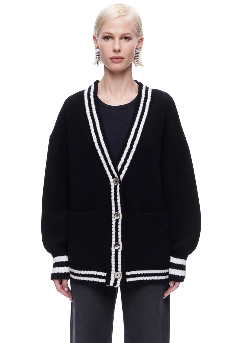 The Striped Oversized Cashmere Cardigan Sweater The Striped Oversized Cashmere Cardigan Sweater
