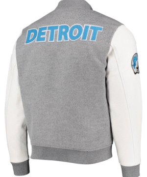 Detroit Lions Pro Standard Logo Varsity Full-Zip Jacket - Heathered Silver/White