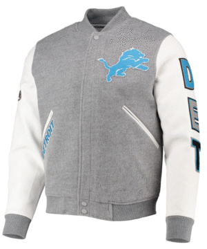 Detroit Lions Pro Standard Logo Varsity Full-Zip Jacket - Heathered Silver/White