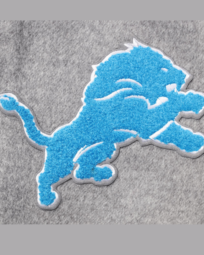 Detroit Lions Pro Standard Logo Varsity Full-Zip Jacket - Heathered SilverWhite (3) Detroit Lions Pro Standard Logo Varsity Full-Zip Jacket - Heathered Silver/White