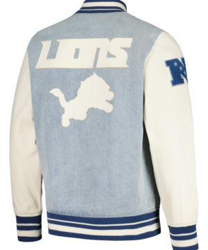Men's Pro Standard Denim Detroit Lions Varsity Blues Full-Snap Varsity Jacket