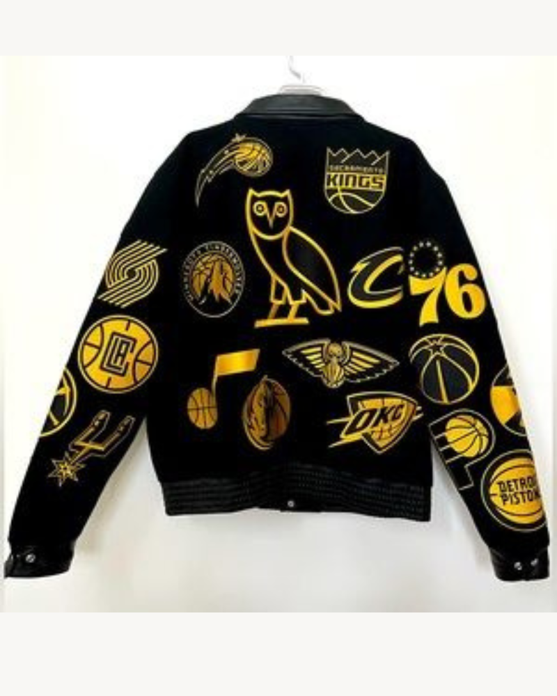 OVO NBA Jeff Hamilton Team Icons Wool Jacket OVO NBA Jeff Hamilton Team Icons Wool Jacket