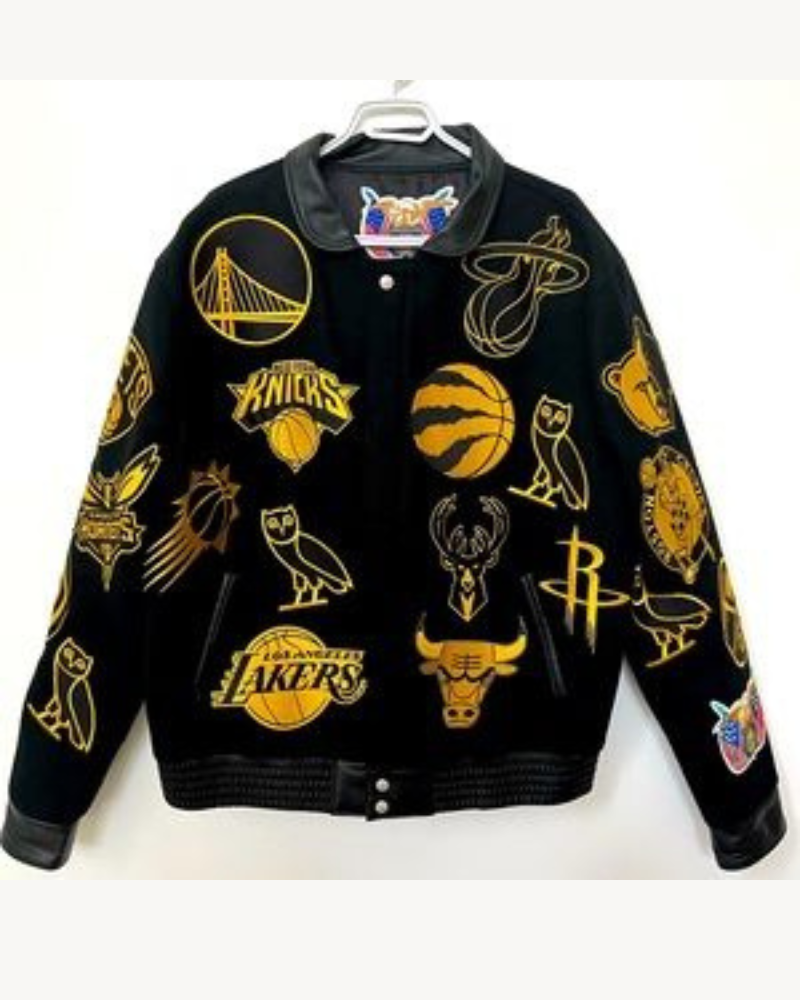OVO NBA Jeff Hamilton Team Icons Wool Jacket OVO NBA Jeff Hamilton Team Icons Wool Jacket